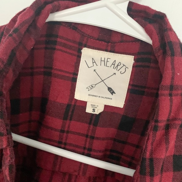 LA Hearts Red & Black Flannel Shirt - Picture 3 of 4